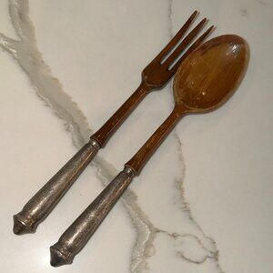 Wood and Sterling serving set.  Pre-owned.
